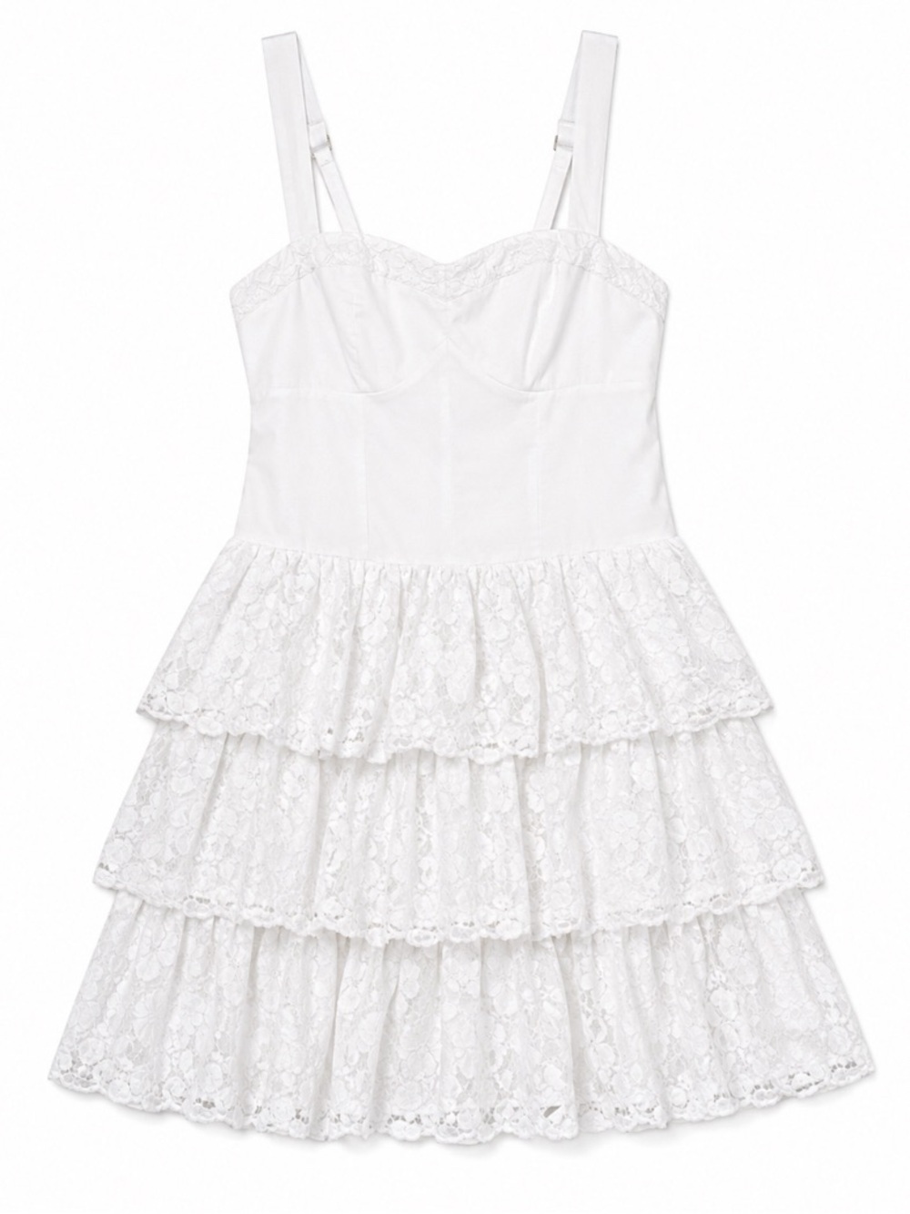 Abercrombie & Fitch • 100% Cotton • White • Lace • Tiered  Mini Dress• Lg
